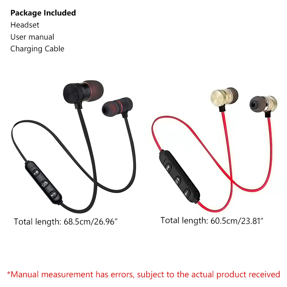 Wireless earphones Neckband Magnetic Sports 4.1 Bluetooth Earphone Stereo Earbuds Music Metal Headphones With Mic For All Phones by Anti Spier