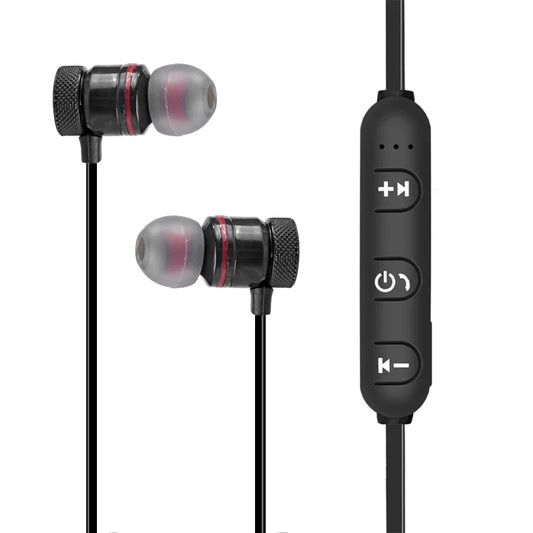 Wireless earphones Neckband Magnetic Sports 4.1 Bluetooth Earphone Stereo Earbuds Music Metal Headphones With Mic For All Phones by Anti Spier