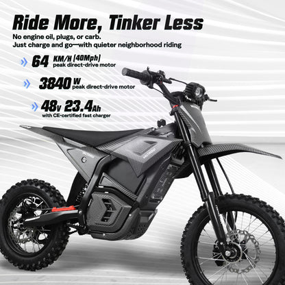 OEM Oem 40Mph 3840W Brushless Motor Performance Electric Dirt Bike Off Road Electric Pit Bike
