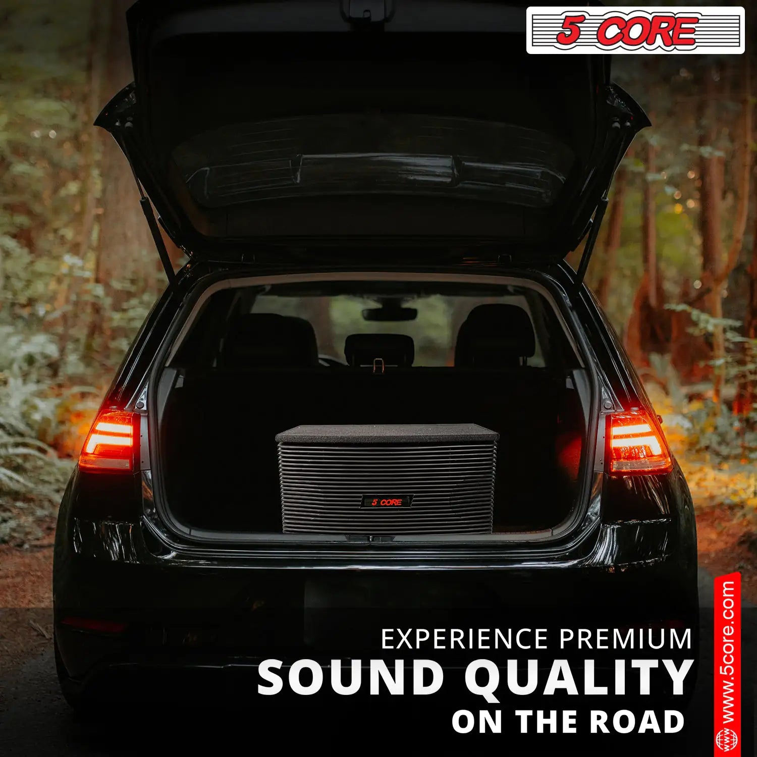 5Core Box Subwoofer for Car 1Pc Black 800W Peak Power 8 Inch Vented Trunk Speaker Woofer 8 Ohm by Anti Spier