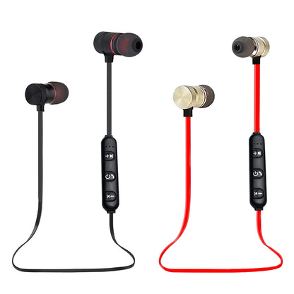 Wireless earphones Neckband Magnetic Sports 4.1 Bluetooth Earphone Stereo Earbuds Music Metal Headphones With Mic For All Phones by Anti Spier