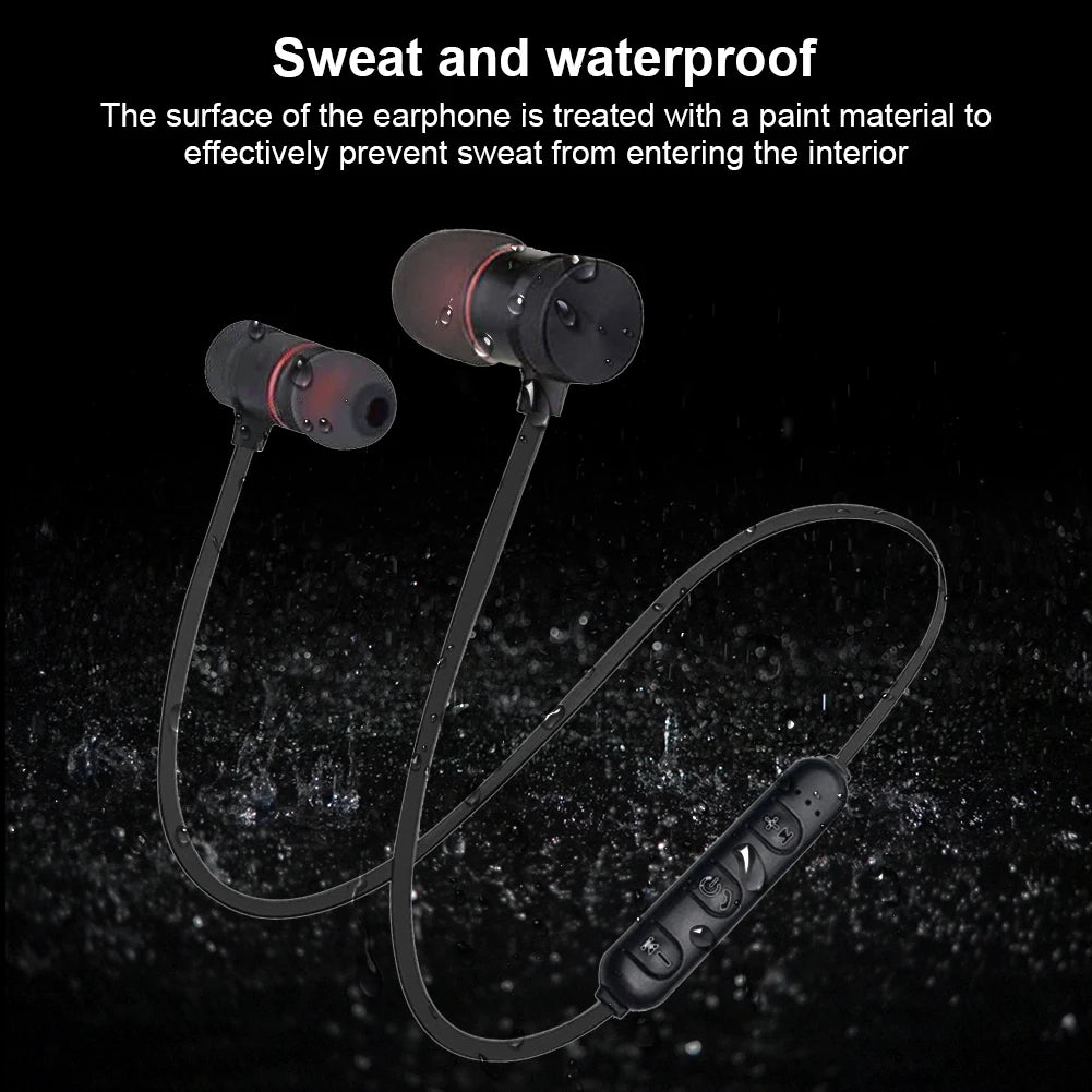 Wireless earphones Neckband Magnetic Sports 4.1 Bluetooth Earphone Stereo Earbuds Music Metal Headphones With Mic For All Phones by Anti Spier