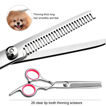Pet Dog Grooming Scissors Stainless Straight Curved Thinning Shears Trimmer Kits by Anti Spier