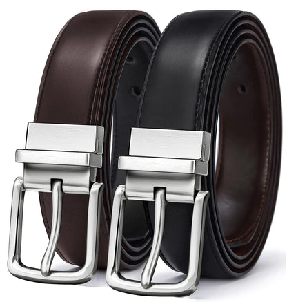 BULLIANT Men's Belt,Reversible Belt 1.25" For Gift Mens Casual Golf Dress pants shirts,One Reverse For 2 Sides Black/Antique Coffee1033 34"-36"Waist Adjustable by Anti Spier