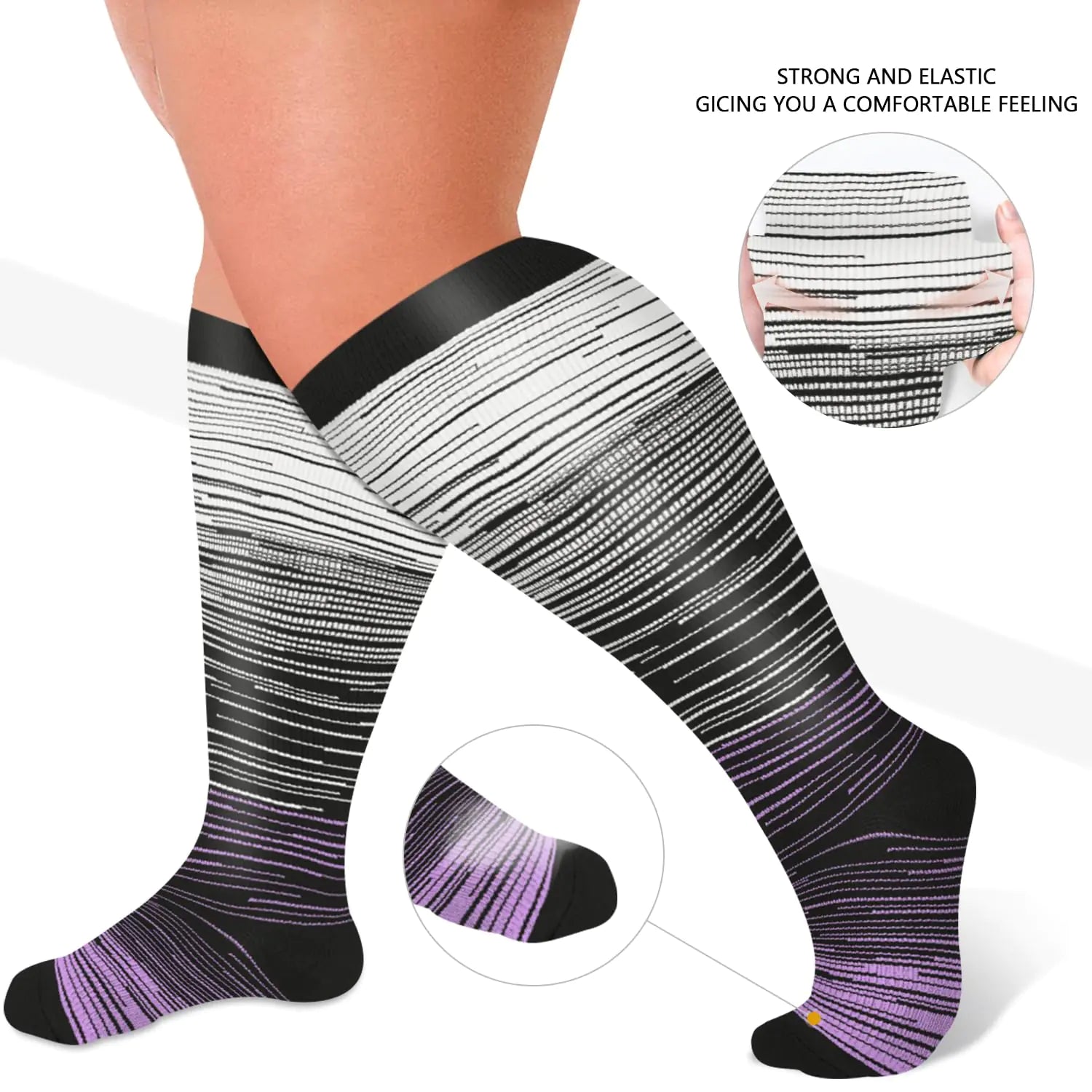 Diu Life 3 Pairs Plus Size Compression Socks for Women and Men Wide Calf Extra Knee High Support for Circulation 02 Gray/Pink/Blue 4X-Large by Anti Spier