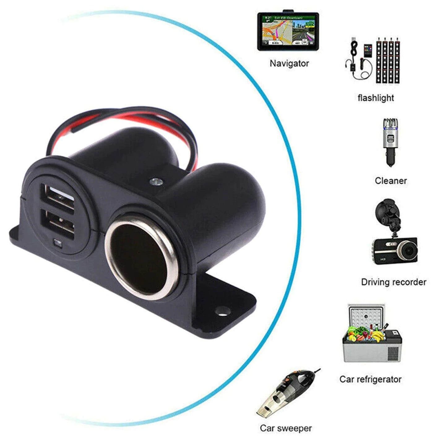 Car Cigarette Lighter Socket Splitter Dual USB Charger Power Adapter Outlet 12V by Anti Spier