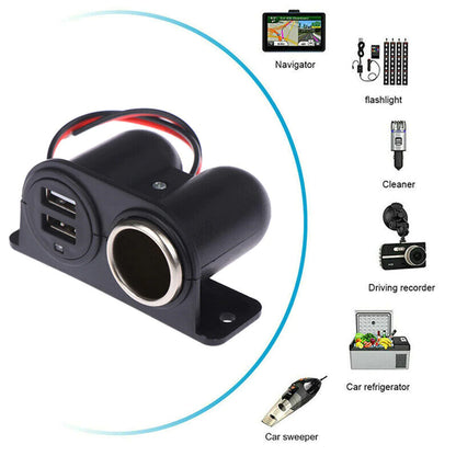Car Cigarette Lighter Socket Splitter Dual USB Charger Power Adapter Outlet 12V by Anti Spier