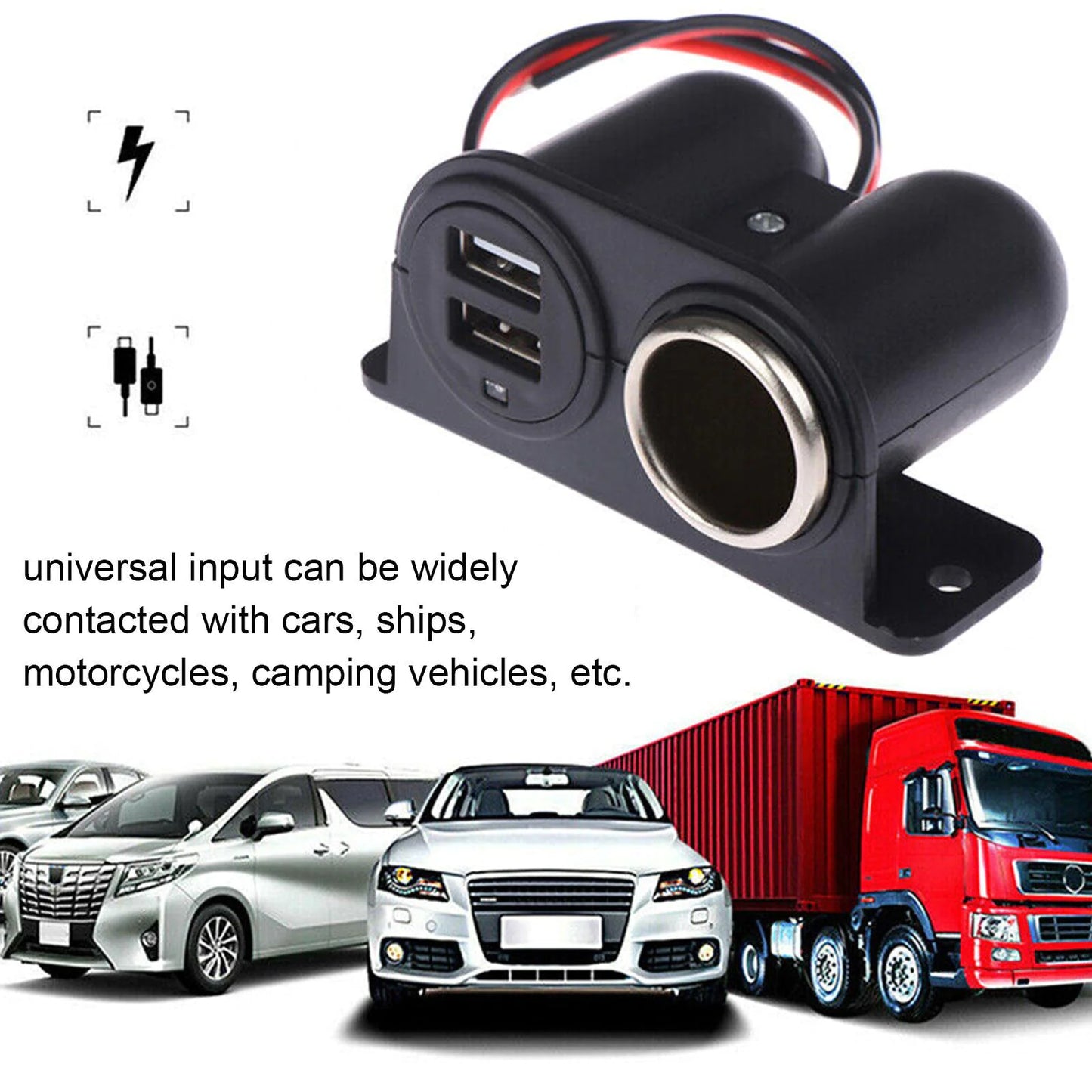Car Cigarette Lighter Socket Splitter Dual USB Charger Power Adapter Outlet 12V by Anti Spier