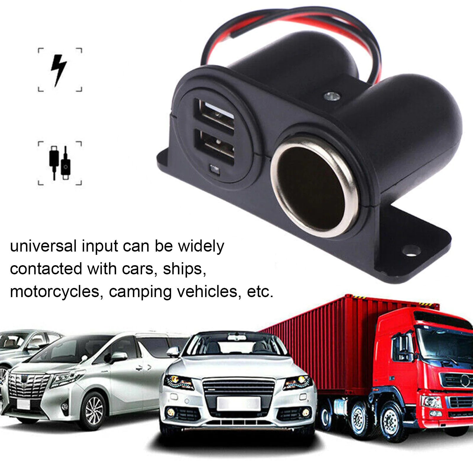 Car Cigarette Lighter Socket Splitter Dual USB Charger Power Adapter Outlet 12V by Anti Spier