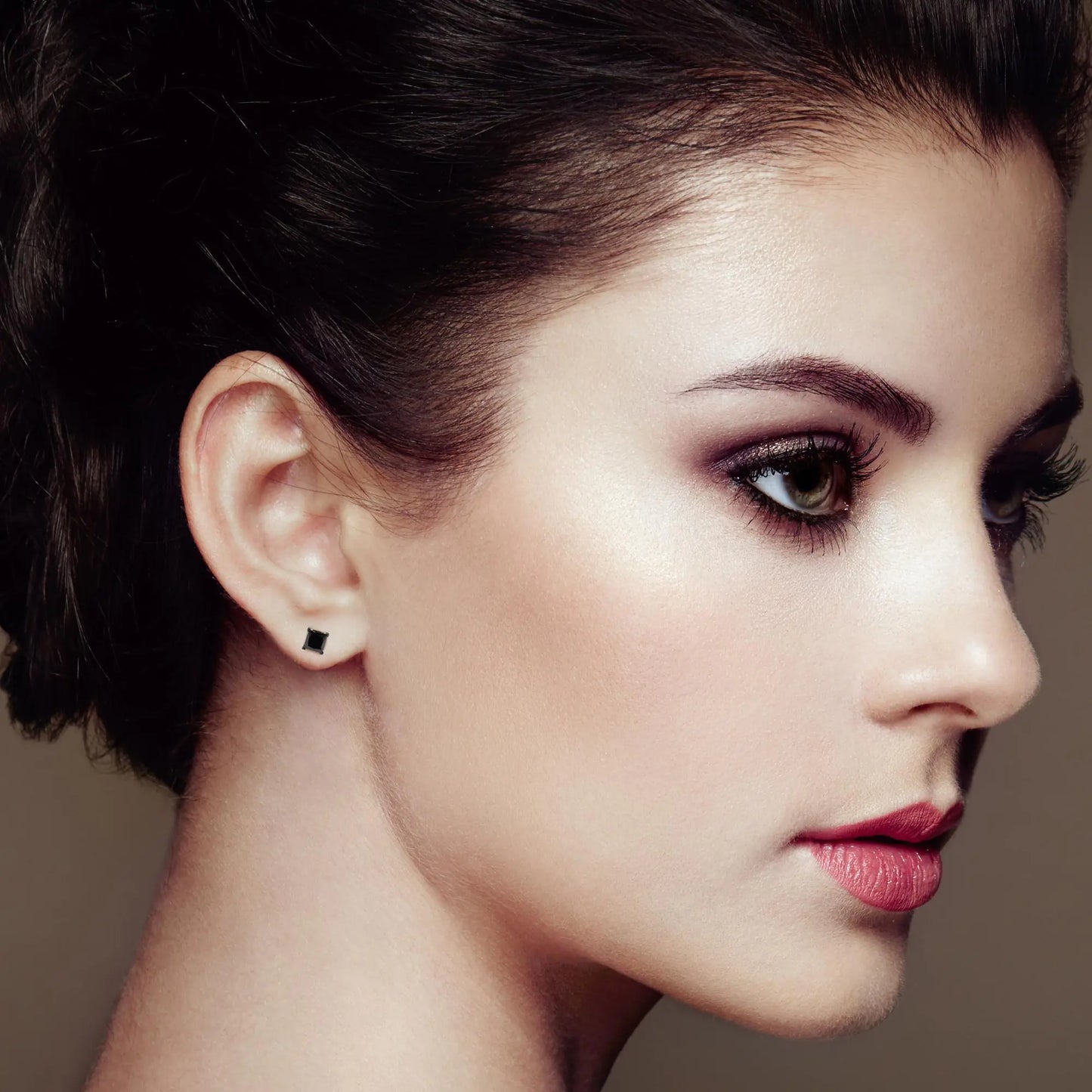 14K White Gold Princess-Cut Treated Black Diamond Classic 4-Prong Stud Earrings by Anti Spier
