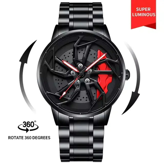 360° Rotating Car Wheel Men's Watch by Anti Spier