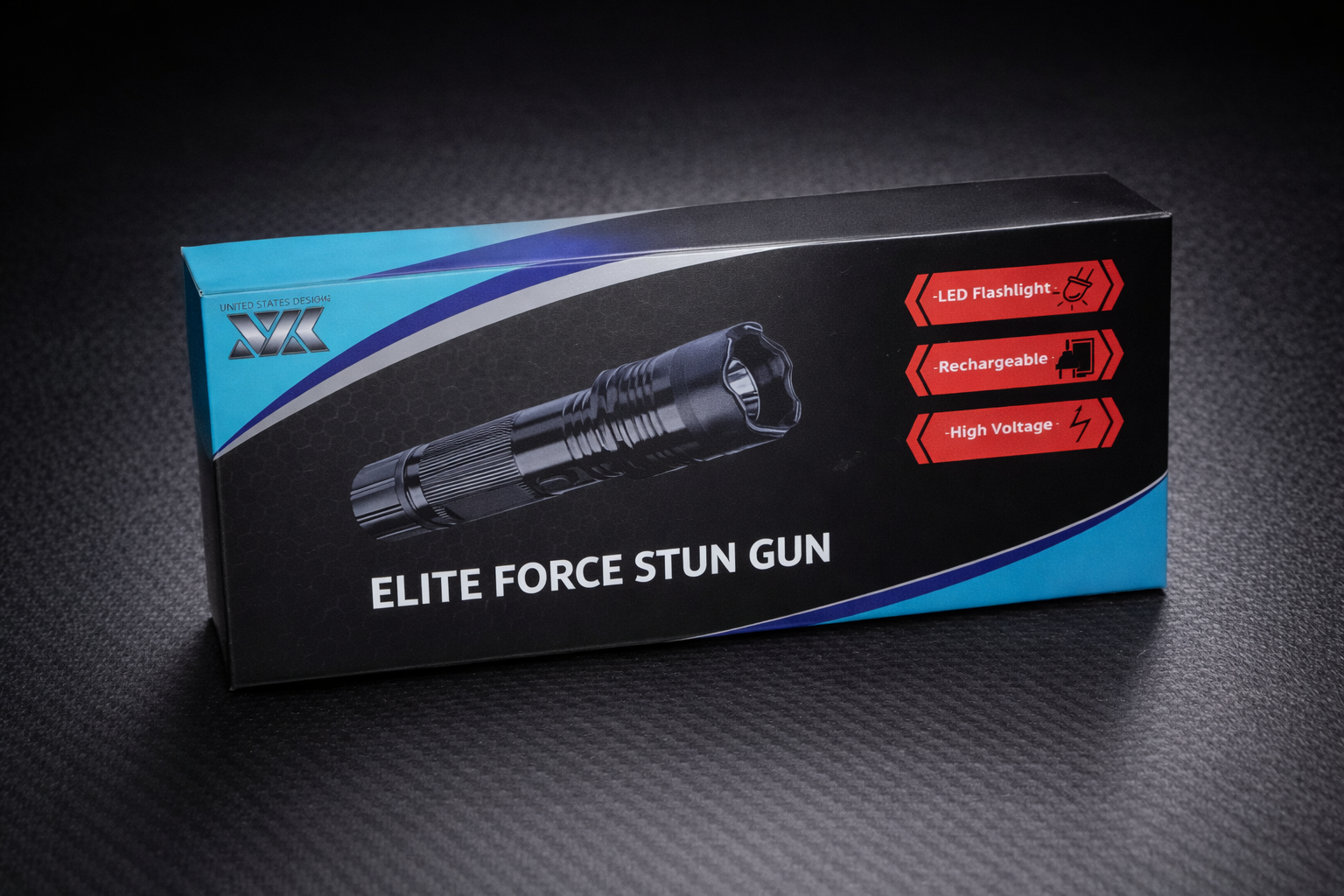 Black Flashlight Stun Shock Rechargeable Super Bright LED with Holster by Anti Spier