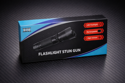 Silver Safety Flashlight Stun Shock Rechargeable Super Bright LED with Holster by Anti Spier
