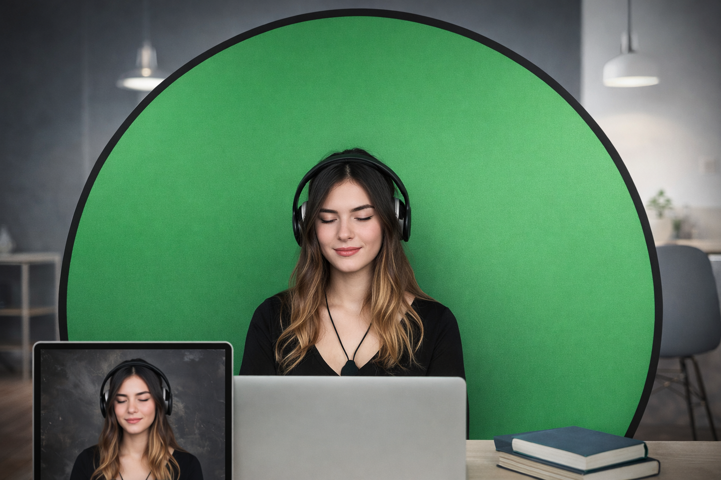 Folding studio live broadcast room props background frame green screen, suitable for photography, e-sports games, speeches, company meetings, home office and other scenes by Anti Spier