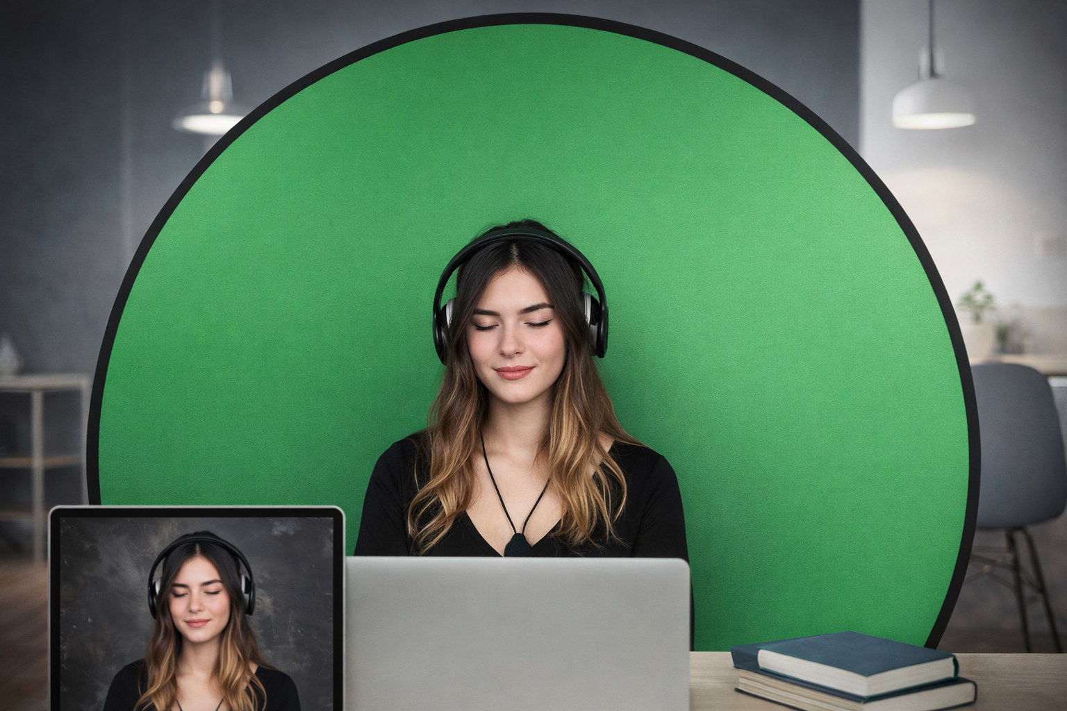 Folding studio live broadcast room props background frame green screen, suitable for photography, e-sports games, speeches, company meetings, home office and other scenes by Anti Spier