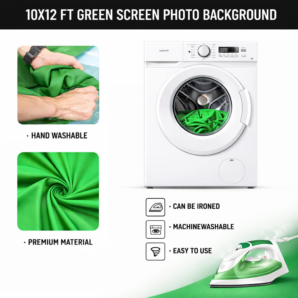 10x10ft Backdrop Green Screen with Stand Kit, 7.5 X 10ft with Carrying Bag And 4 Clamps for Photoshoot Portraits Party Video Recording by Anti Spier