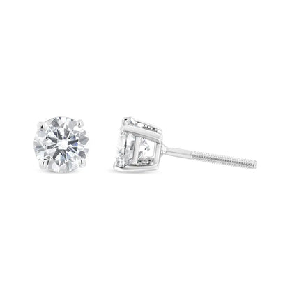 14K White Gold 2.00 Cttw Lab Grown Round Brilliant-Cut Diamond Classic 4-Prong Stud Earrings with Screw Backs (F-G color, VVS2-VS1 Clarity) by Anti Spier