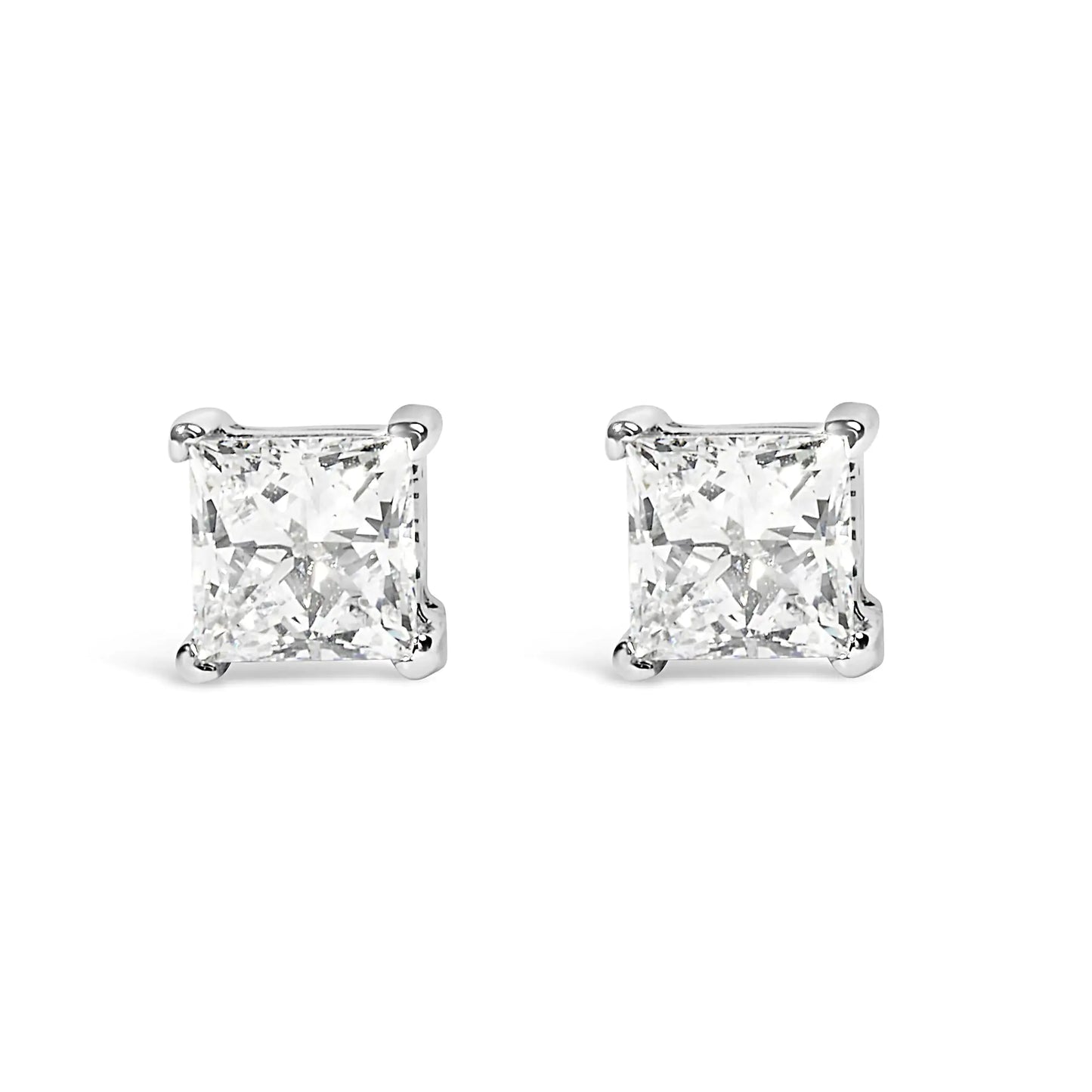 14K White Gold Princess Cut Lab-Grown Diamond Solitaire Stud Earrings (F-G Color, VS2-SI1 Clarity) by Anti Spier