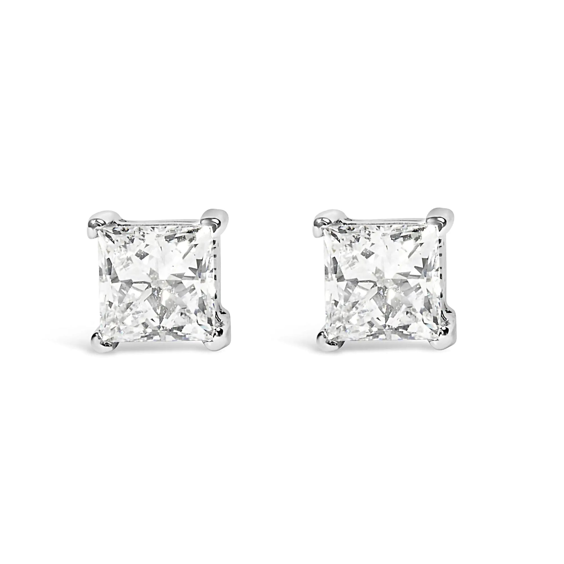 14K White Gold Princess Cut Lab-Grown Diamond Solitaire Stud Earrings (F-G Color, VS2-SI1 Clarity) by Anti Spier