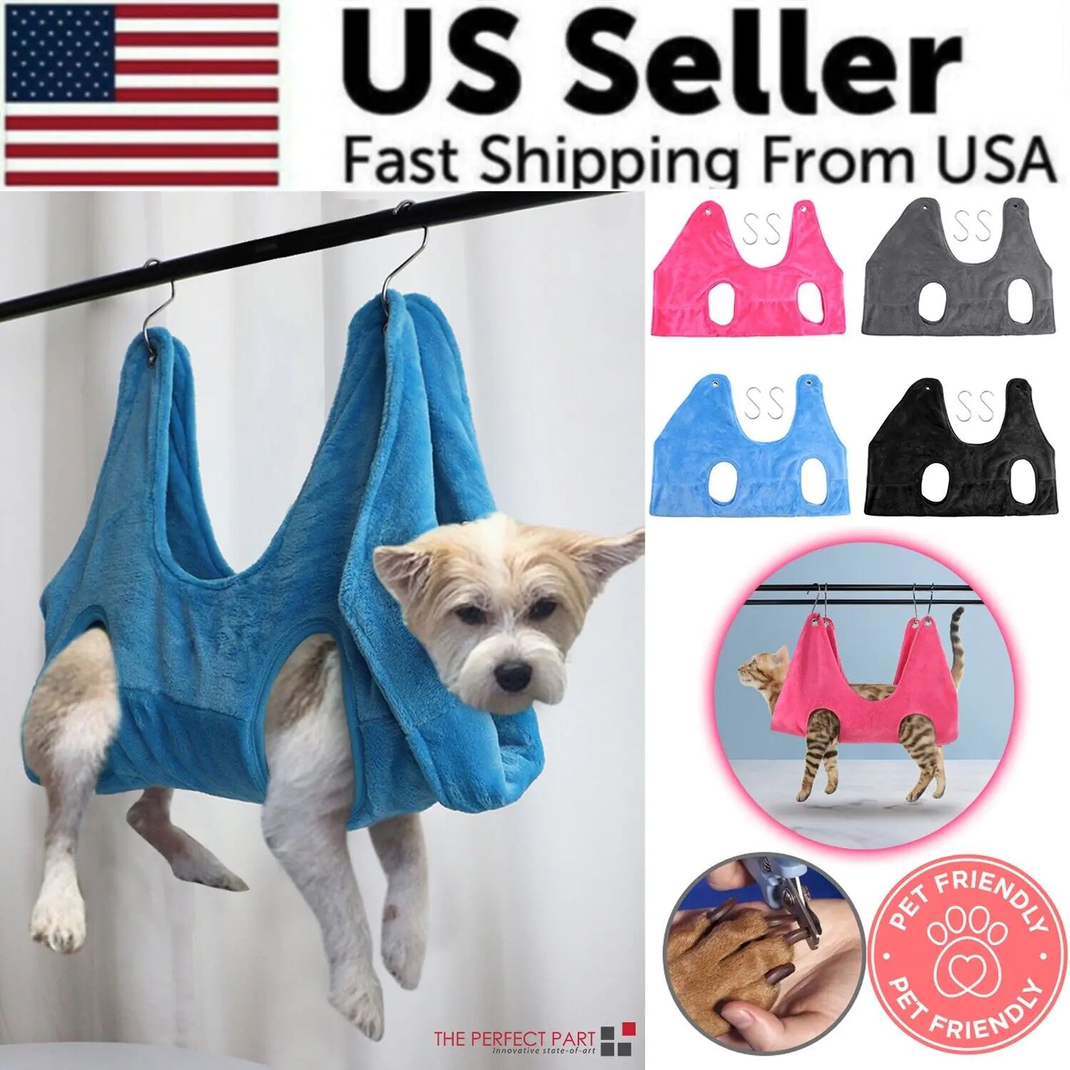 Portable Pet Dog Cat Grooming Hanging Hammock Harness Breathable Groom Helper US by Anti Spier