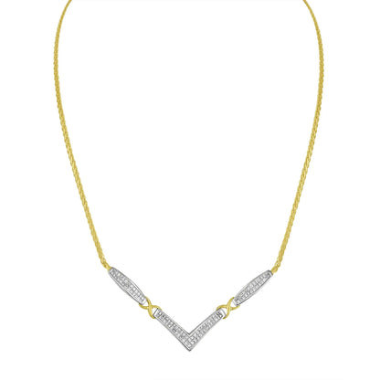 14K Yellow and White Gold 2.0 Cttw Princess Cut Diamond Flared and X-Station V Shaped 18” Franco Chain Statement Necklace (H-I Color, SI2-I1 Clarity) by Anti Spier