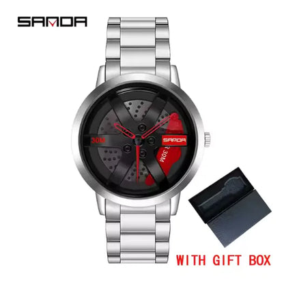 Men's 3D Car Wheel Sports Watch - Waterproof Quartz by Anti Spier
