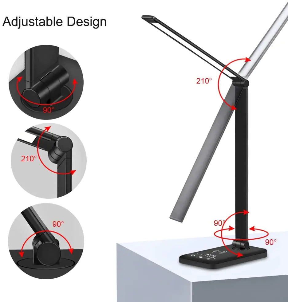 5 Lighting Mode LED Desk Lamp + Wireless Phone Charger by Anti Spier