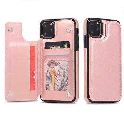 Leather Wallet Case for iPhone - Flip Cover with Card Slots & Kickstand by Anti Spier