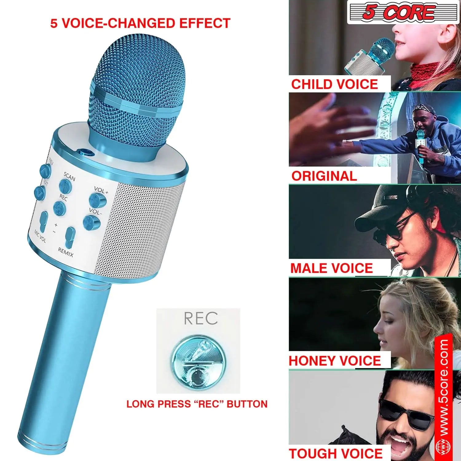 5Core Wireless Karaoke Microphone Bluetooth Mic Portable Handheld Microfonos Inalambricos by Anti Spier