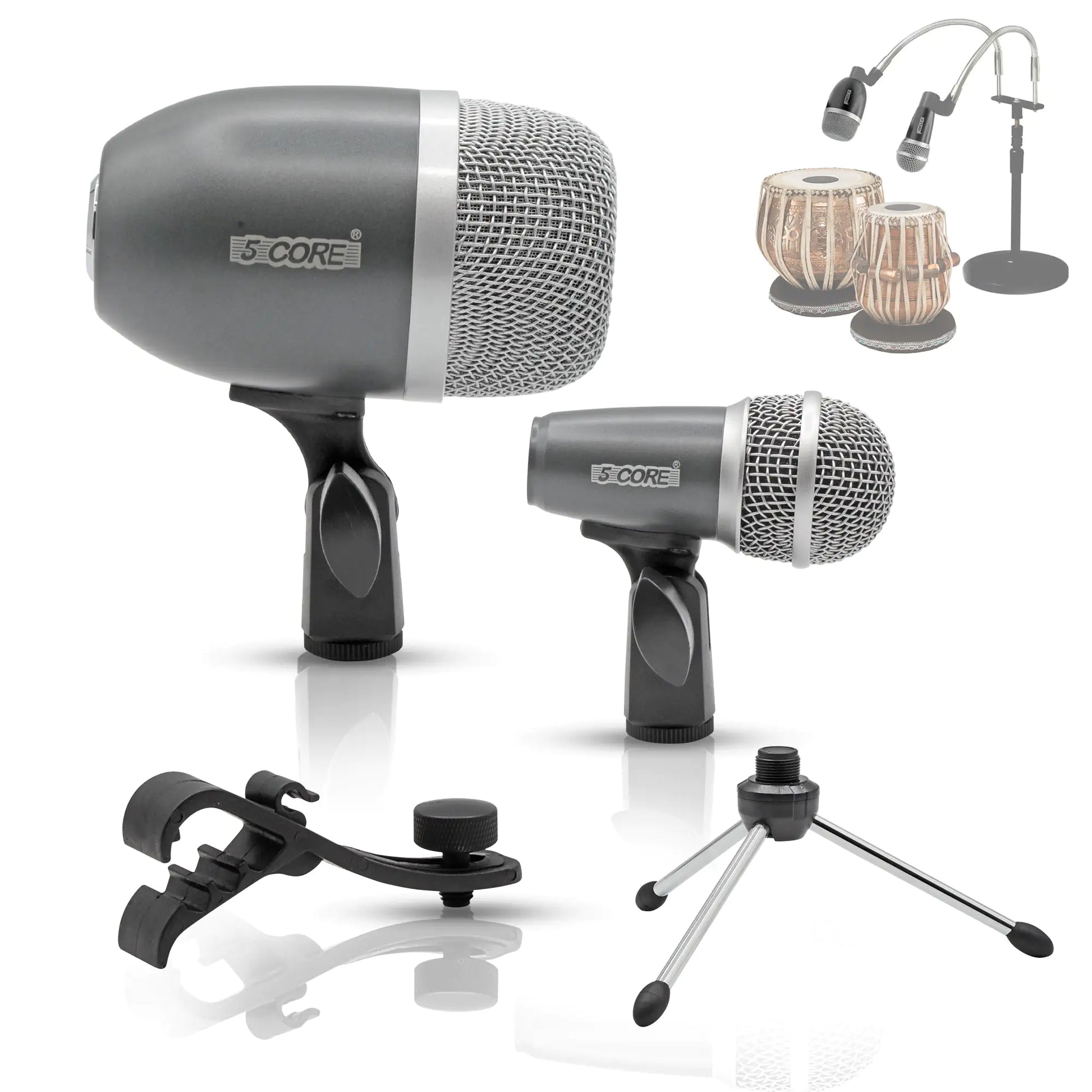 5Core Tabla Microphone Set Uni-Directional XLR Kick Snare Bayan Dayan Instrument Mic by Anti Spier
