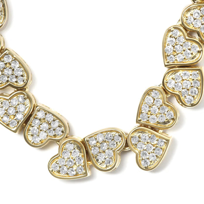 Yellow Gold Plated .925 Sterling Silver 1/2 Cttw Diamond Sideways Hearts Bolo Bracelet (H-I Color, I1-I2 Clarity) - 4”-10” Adjustable by Anti Spier