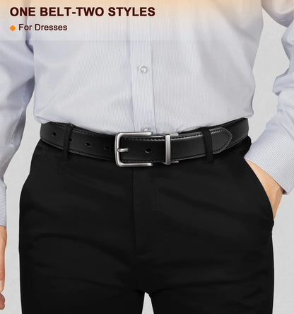 BULLIANT Men's Belt,Reversible Belt 1.25" For Gift Mens Casual Golf Dress pants shirts,One Reverse For 2 Sides Black/Antique Coffee1033 34"-36"Waist Adjustable by Anti Spier