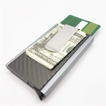 Aluminum Alloy RFID Wallet with Carbon Fiber Card Case by Anti Spier