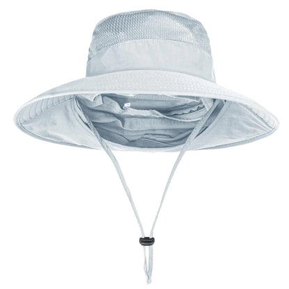 Sun Hats for Men Women Fishing Hat UPF 50+ Breathable Wide Brim Bucket Hats Summer UV Protection Safari Hat with Neck Flap Black/Light Grey 2 by Anti Spier