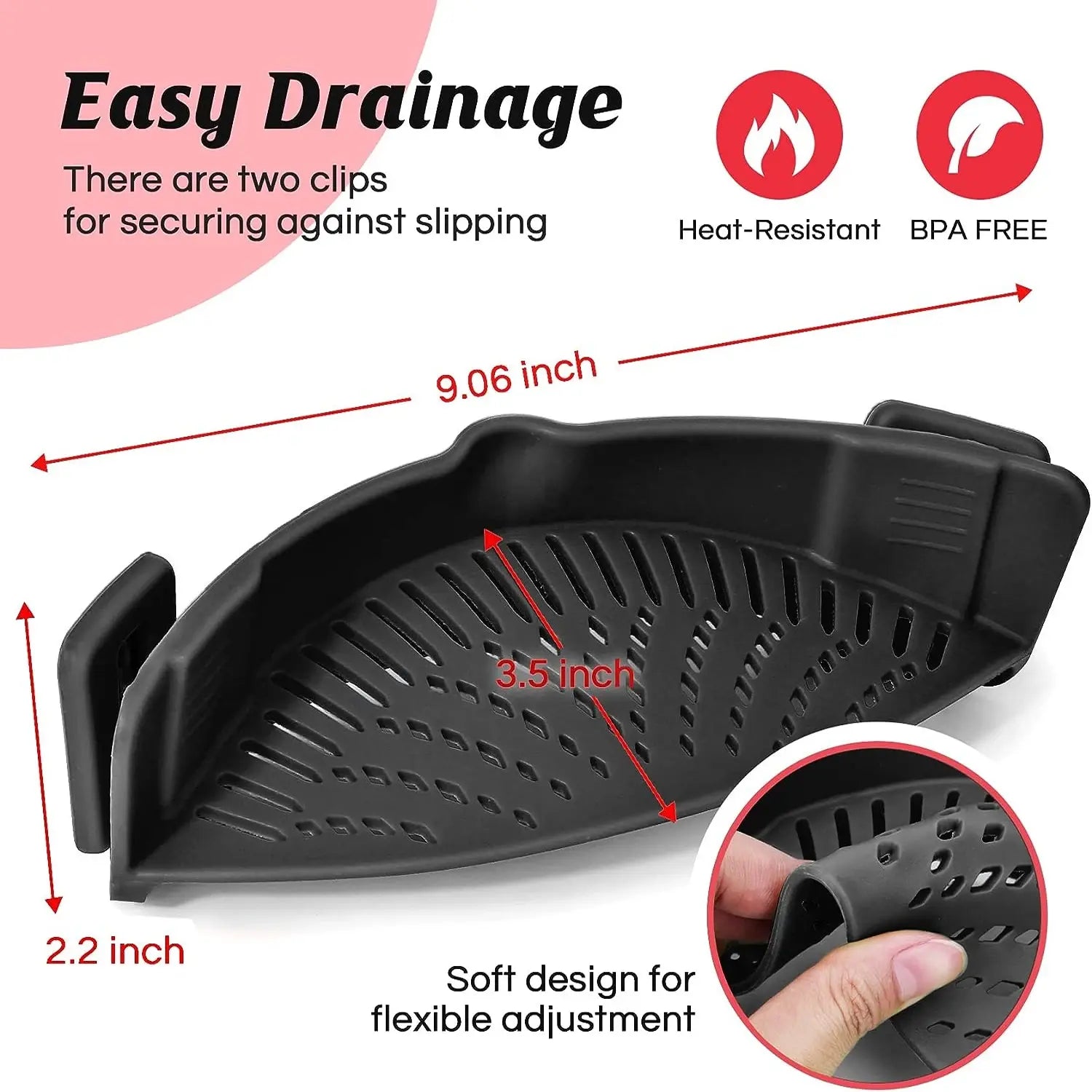 Multi-Functional Silicone Clip-On Strainer by Anti Spier