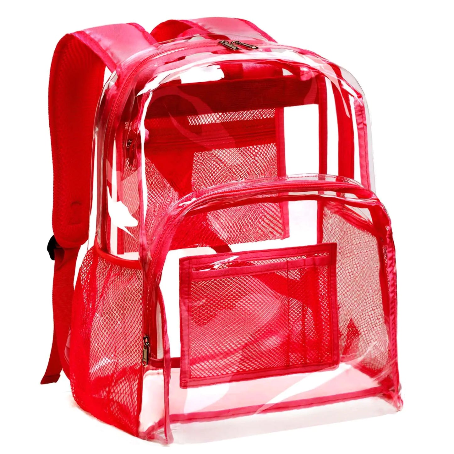 Vorspack Clear Backpack Heavy Duty - PVC Transparent Backpack Large Clear Book Bag for College Work Red by Anti Spier