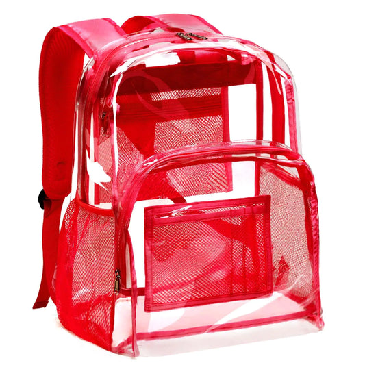 Vorspack Clear Backpack Heavy Duty - PVC Transparent Backpack Large Clear Book Bag for College Work Red by Anti Spier