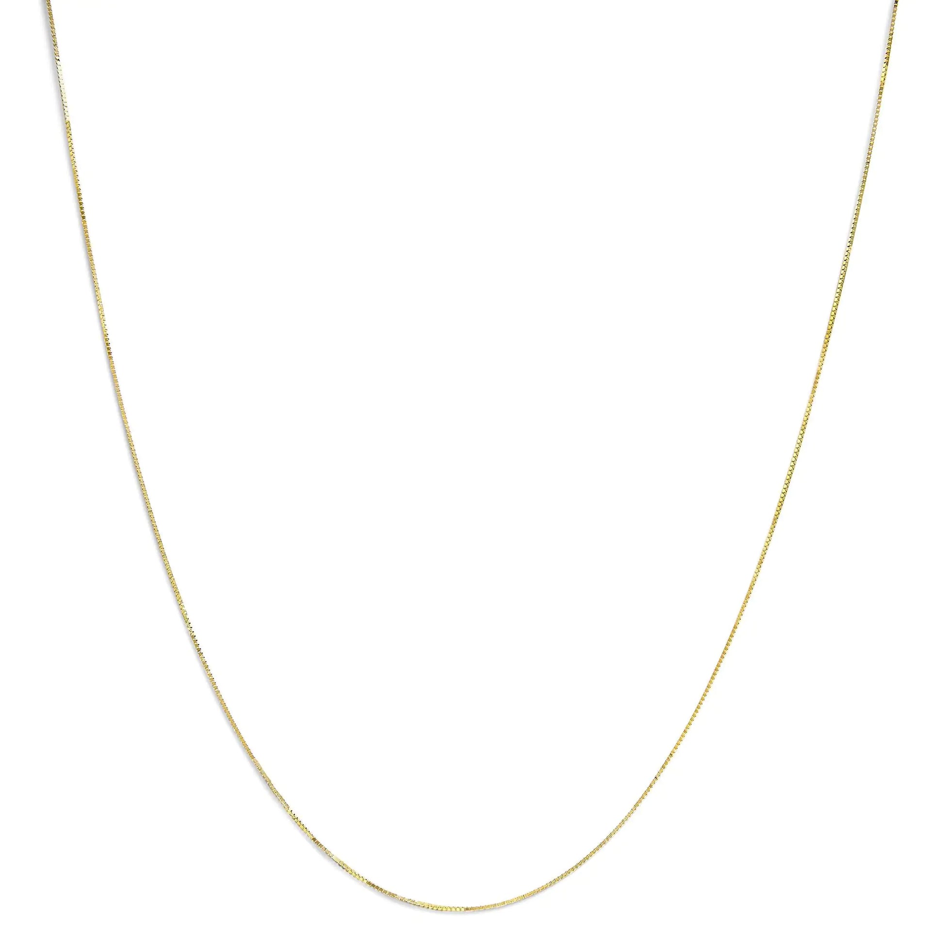 Unisex Solid 14K Gold 0.75mm Classic Box Chain Necklace by Anti Spier