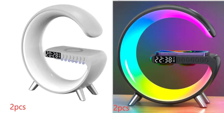 New Intelligent G Shaped LED Lamp Bluetooth Speake Wireless Charger Atmosphere Lamp App Control For Bedroom Home Decor by Anti Spier