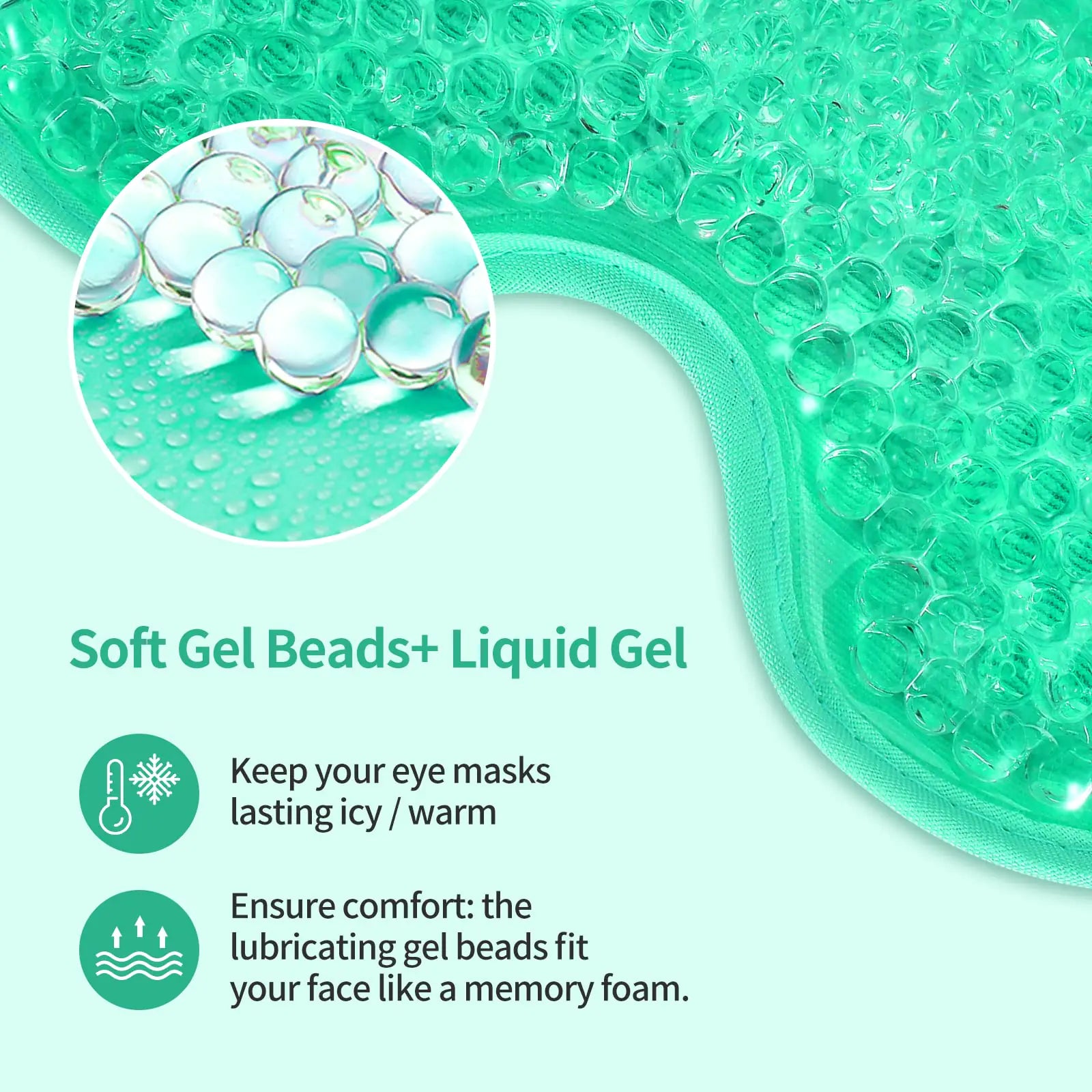 2PCS Gel Eye Mask Reusable Hot Cold Therapy Gel Bead Eye Mask for Puffiness /Dark Circles/Eye Bags /Dry Eyes/Headaches/Migraines/Stress Relief, Cooling Eye Mask Hot/Cold Compress Eye Mask (Green) Green by Anti Spier