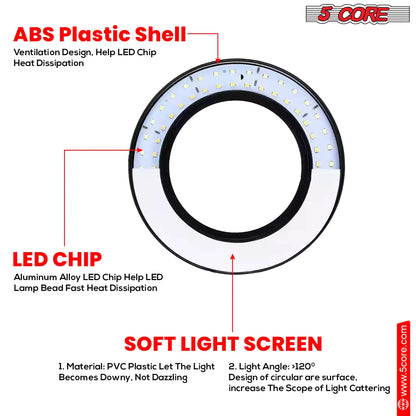 6 inch Ring Light with Cell Phone Stand Adjustable Ring light Angle LED Circle Light w Phone Holder by Anti Spier