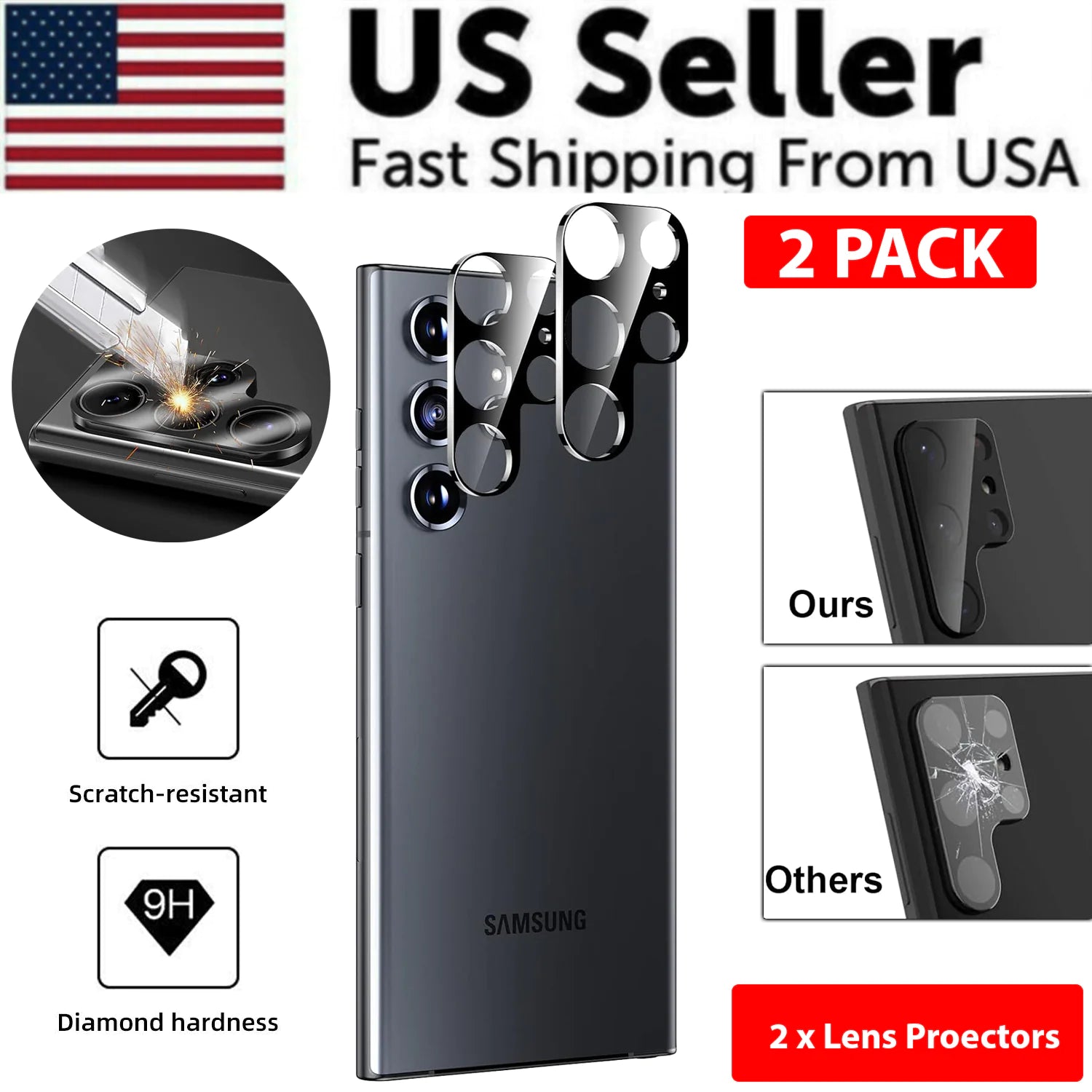 Tempered Glass Screen Protector Lens Hydrogel For Samsung S23 S22 Ultra Plus USA by Anti Spier