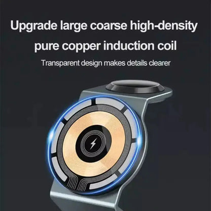 3 in 1 Transparent 15W Magnetic Wireless Charger Pad holder by Anti Spier