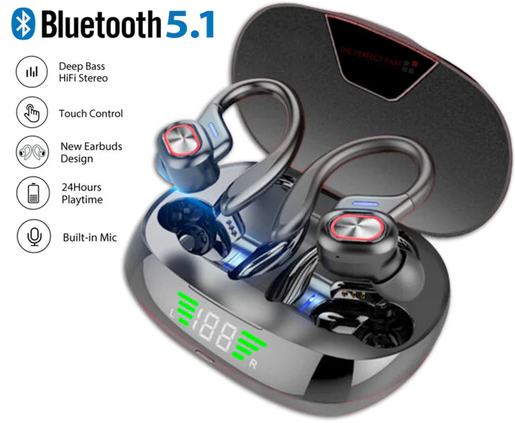 Bluetooth Headset 5.1 True Wireless Earphones Earbuds Headphones HiFi Sport TWS by Anti Spier