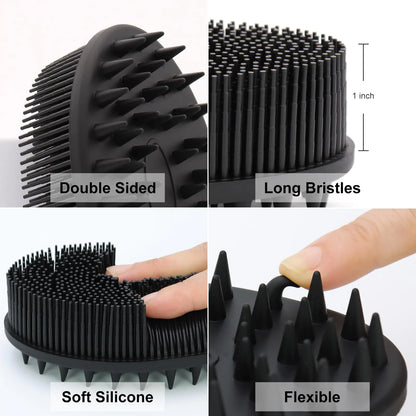 Upgrade Body Scrubber and Hair Shampoo Brush, All in One, Premium Silicone Loofah, Exfoliating Body Brush, Shower Scrubber for Body, Scalp Massager for Women, Men, Pet (1PC Black) by Anti Spier