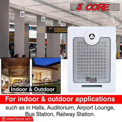 5Core Outdoor Speakers Stereo In Wall 500W Peak Passive Home Audio System by Anti Spier
