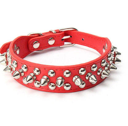 Spiked Studded Leather Dog Collar Rivets Pet Small Large Cat Pit Bull Adjustable by Anti Spier