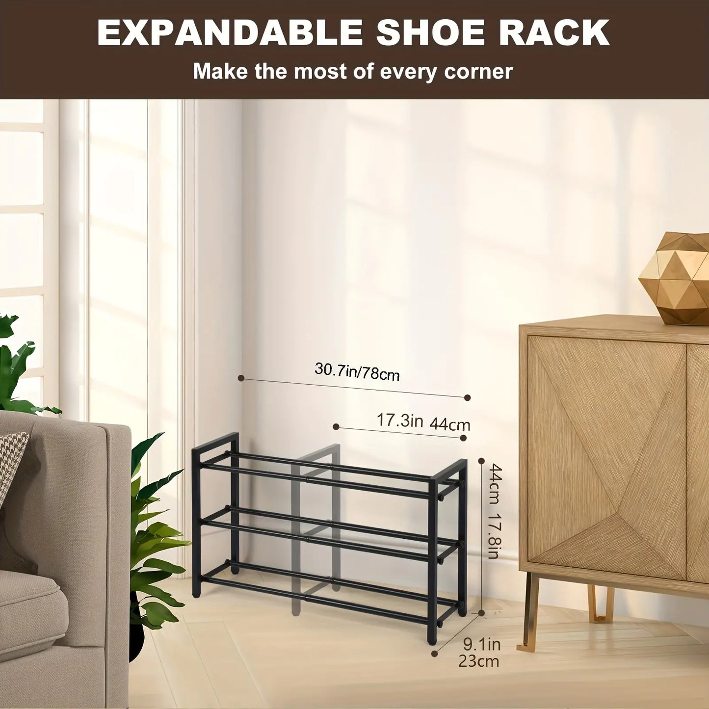Expandable 3-Tier Metal Shoe Rack by Anti Spier