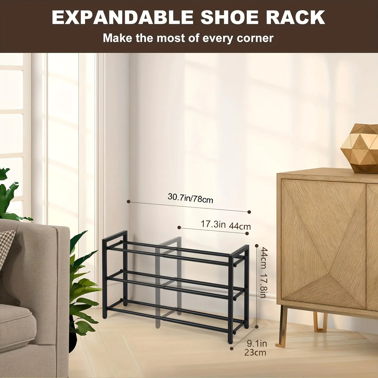 Expandable 3-Tier Metal Shoe Rack by Anti Spier