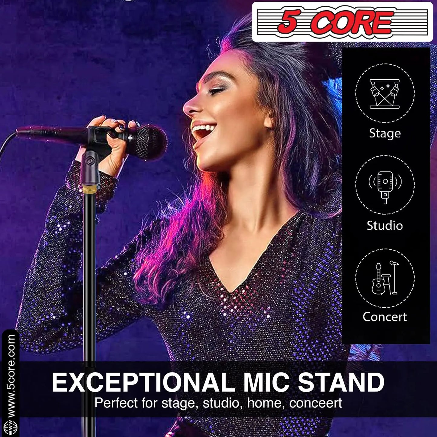5 Core Mic Stand Round Base Height Adjustable Universal Microphone Mount Stands by Anti Spier